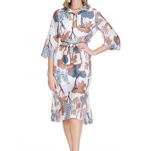 NEW JADE collared trim maxi dress in white